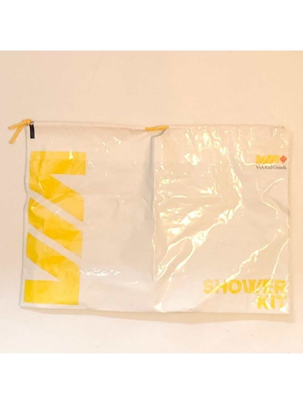 VIA RAIL Canada Shower Kit Bag Plastic Drawstring Bag